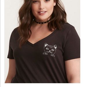 Torrid Black Kitty Tee Size 1X NWOT
